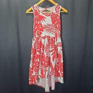 Crazy 8 Girls XL (14) Tank Sundress Hi Low Red White Botanical Tropical